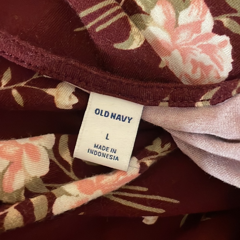 Old Navy Burgundy Floral Wrap-Style Mini Dress - Picture 6 of 8